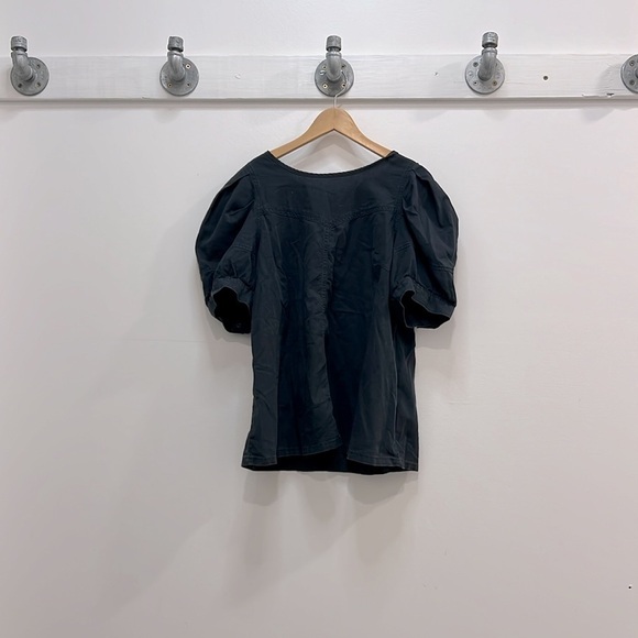 Medium charcoal gray black blouse with zippered back - Picture 1 of 7